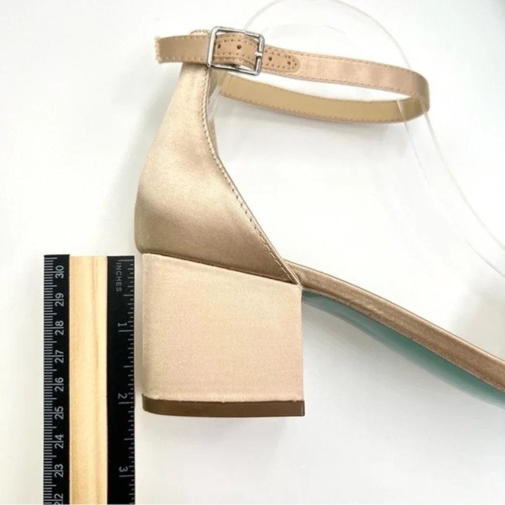 Betsey Johnson‎ Size 8.5 Jeweled Jewel Champagne Block Heels Dress Sandals Shoes